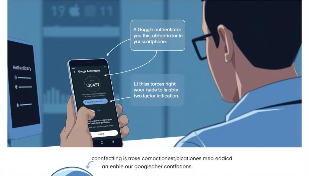 生成一張圖片，顯示用戶如何在手機上使用Google Authenticator進行雙重驗證